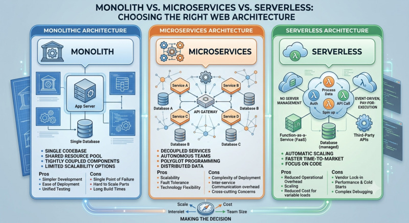 Monolith vs. Microservices vs. Serverless: Choosing the Right Web Architecture